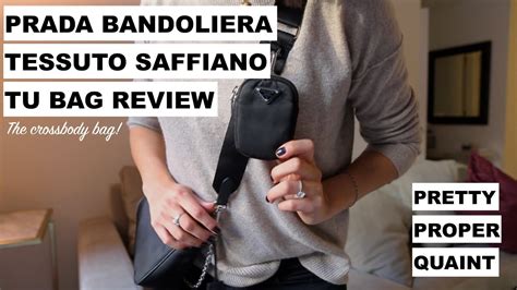 prada bandoliera tessuto saffiano crossbody bag|prada bandoliera saffiano review.